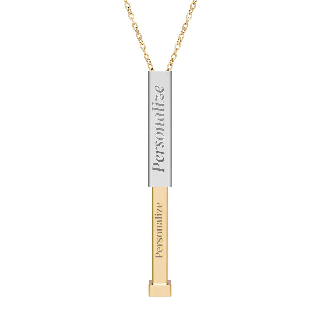 Personalized Hidden Message Sliding Bar Necklace – Custom Engraved Secret Message Jewelry – Minimalist Bar Necklace Gift for Her