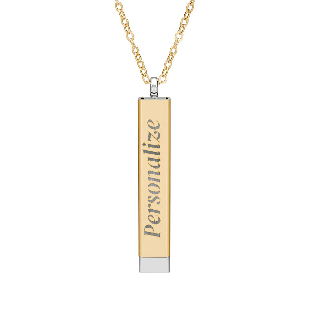 Personalized Hidden Message Sliding Bar Necklace – Custom Engraved Secret Message Jewelry – Minimalist Bar Necklace Gift for Her