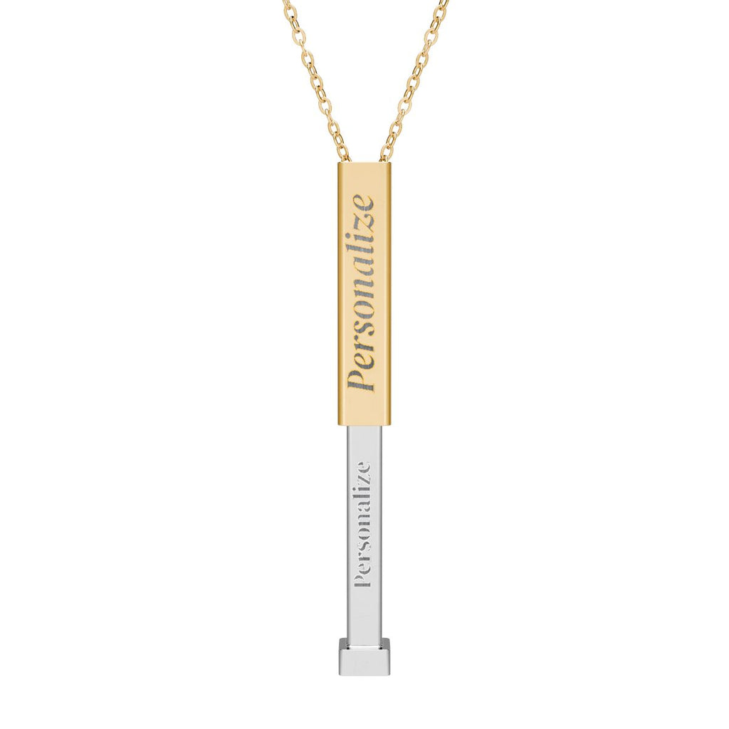 Personalized Hidden Message Sliding Bar Necklace – Custom Engraved Secret Message Jewelry – Minimalist Bar Necklace Gift for Her