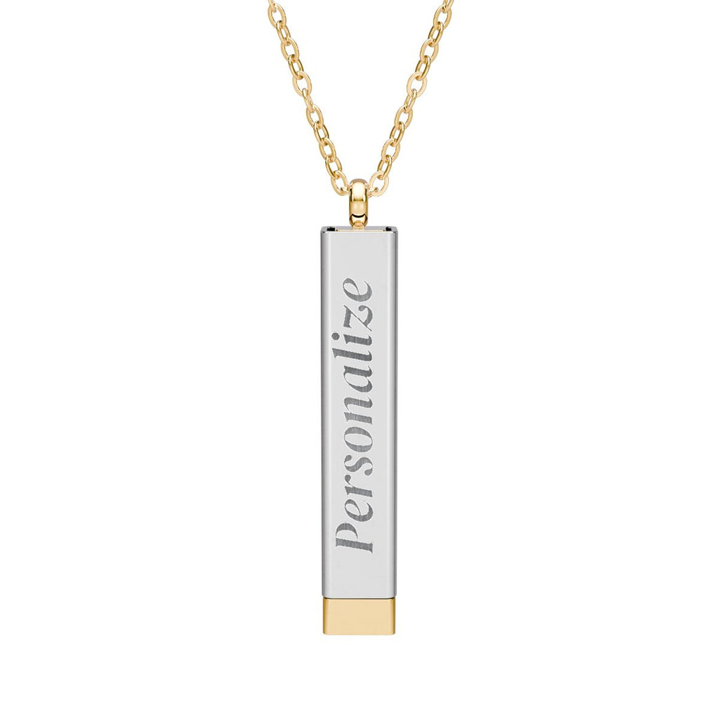 Personalized Hidden Message Sliding Bar Necklace – Custom Engraved Secret Message Jewelry – Minimalist Bar Necklace Gift for Her
