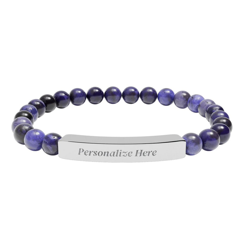 Natural Semi-Precious Stone Bracelet – 316L Stainless Steel Stretch Bracelet | Hypoallergenic Gemstone Jewelry Gift for Men & Women