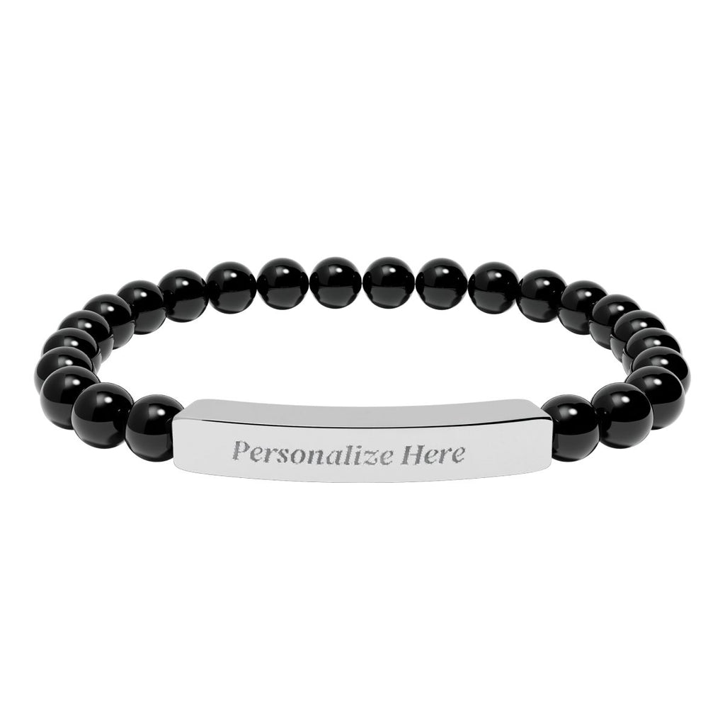 Natural Semi-Precious Stone Bracelet – 316L Stainless Steel Stretch Bracelet | Hypoallergenic Gemstone Jewelry Gift for Men & Women